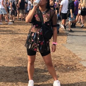 Fashion Nova Floral Mesh Top